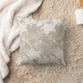 国素朴ヴィンテージベージュブルラップとホワイトレース クッション (ブランケット)