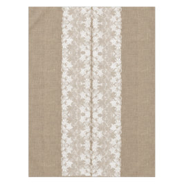 国素朴ヴィンテージベージュブルラップとホワイトレース テーブルクロス