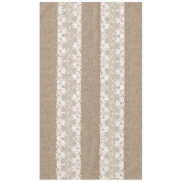 国素朴ヴィンテージベージュブルラップとホワイトレース テーブルクロス