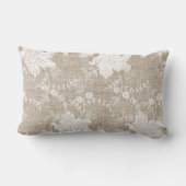 国素朴ヴィンテージベージュブルラップとホワイトレース ランバークッション (裏面)