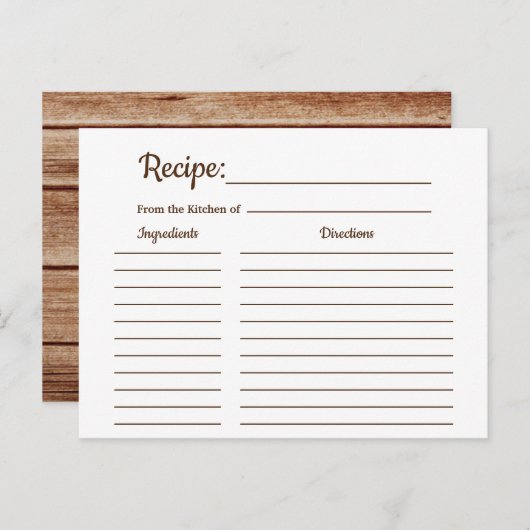 国素朴ヴィンテージレシピカードシャワーインサート インビテーションポストカード (正面/裏面)