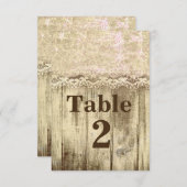 国素朴ヴィンテージレーステーブル番号カード 招待状 (正面/裏面)
