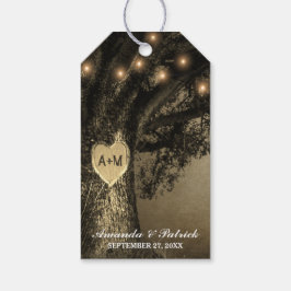 国素朴ヴィンテージ彫刻オーク結婚の木 ギフトタグ