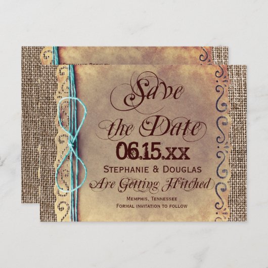 国素朴ヴィンテージ日付はがきを保存 案内ポストカード (正面/裏面)