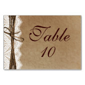 国素朴ヴィンテージ紙結婚のテーブルカード テーブルナンバー (裏面)