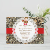 国素朴ヴィンテージ迷彩柄ベビーシャワー招待状 招待状 (スタンド正面)