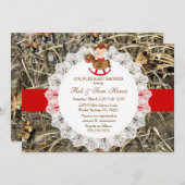 国素朴ヴィンテージ迷彩柄ベビーシャワー招待状 招待状 (正面/裏面)