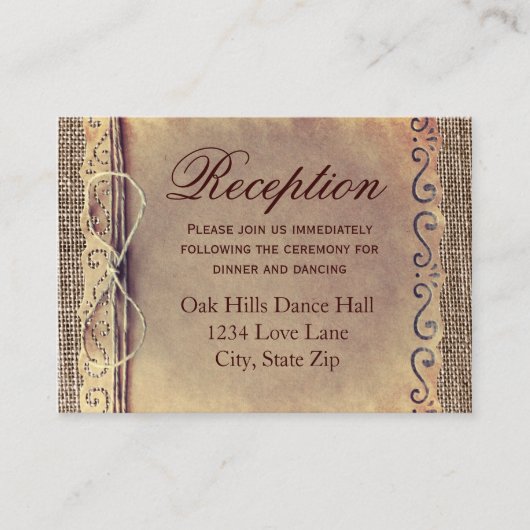 国素朴ヴィンテージBurlapエンクロージャカード エンクロージャーカード (正面)