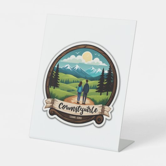 国素朴側チャーム結婚式招待状 | ウッド 台座サイン (正面)