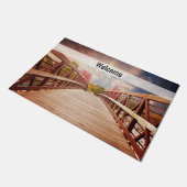 国素朴内の木製の橋へようこそ ドアマット (アングル)