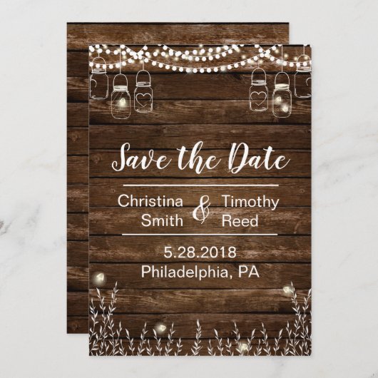 国素朴内結婚式の日付カードを保存 セーブザデート (正面/裏面)