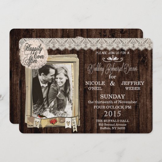 国素朴写真のリハ結婚ーサルディナー 招待状 (正面/裏面)