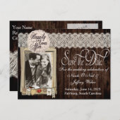 国素朴写真の日付のカー結婚ドを保存 案内ポストカード (正面/裏面)