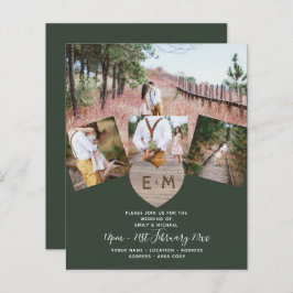 国素朴写真彫刻ハートモノグラム結婚ズ