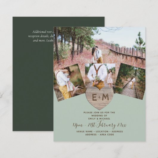 国素朴写真彫刻ハートモノグラム結婚ズ (正面/裏面)