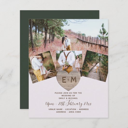 国素朴写真彫刻ハートモノグラム結婚ズ (正面/裏面)