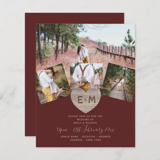 国素朴写真彫刻ハートモノグラム結婚ズ (正面/裏面)