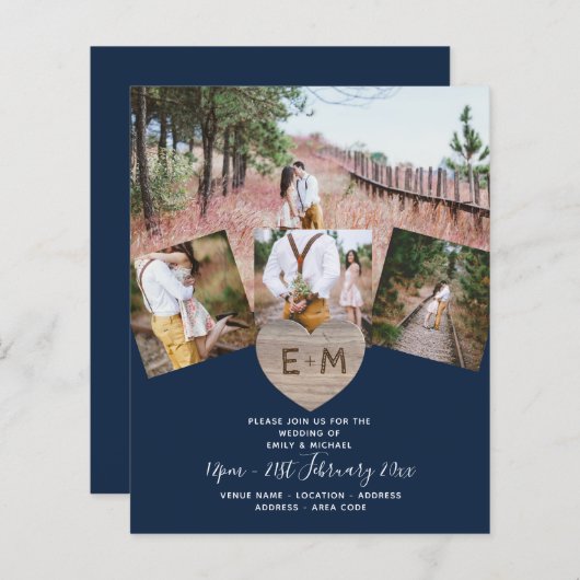 国素朴写真彫刻ハートモノグラム結婚ズ (正面/裏面)