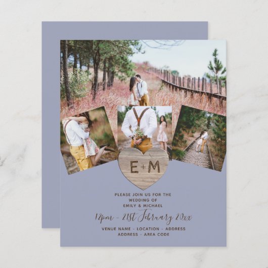 国素朴写真彫刻ハートモノグラム結婚ズ (正面/裏面)