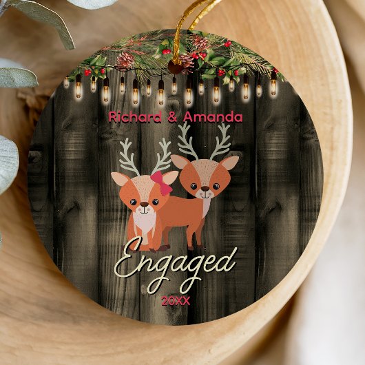 国素朴初めてのクリスマス婚約 セラミックオーナメント