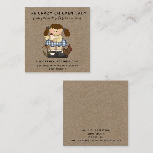 国素朴初期の農産物置物店 スクエア名刺 (正面/裏面)