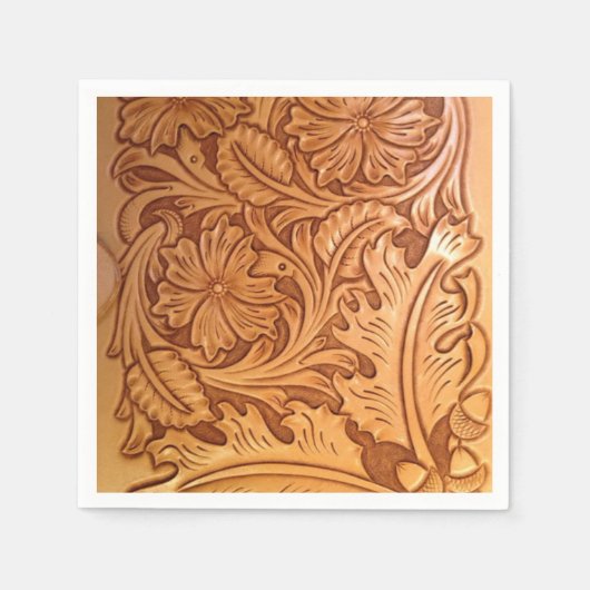 国素朴南西部スタイル西部皮革 スタンダードカクテルナプキン (正面)