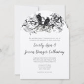 国素朴咲く森の愛の鳥結婚の 招待状 (正面)