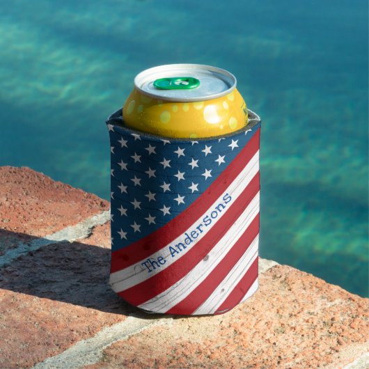 国素朴国の愛国的スターストライプズ米国国旗 缶クーラー (インサイチュ プール)