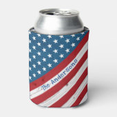 国素朴国の愛国的スターストライプズ米国国旗 缶クーラー (缶正面)