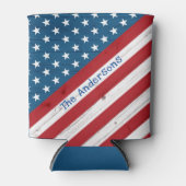 国素朴国の愛国的スターストライプズ米国国旗 缶クーラー (正面)