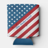 国素朴国の愛国的スターストライプズ米国国旗 缶クーラー (裏面)