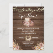 国素朴女性のカーボーイフローラ誕生日招待状 招待状 (正面)