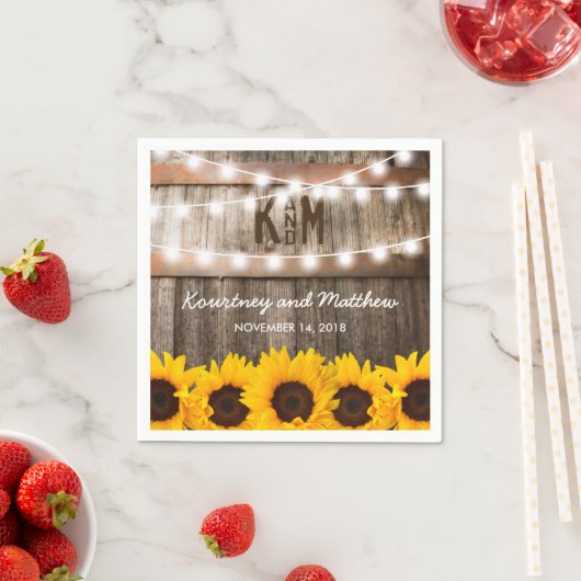 国素朴婚式 |ヒマワリのストリングライト スタンダードカクテルナプキン (インサイチュ)