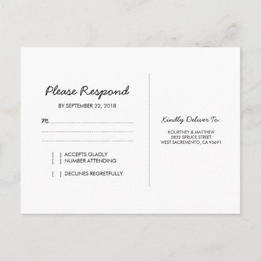 国素朴婚式 |光源の文字列RSVP インビテーションポストカード (裏面)