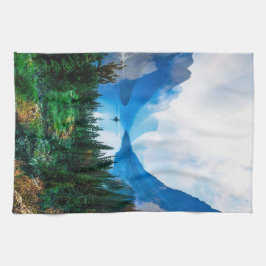 国素朴山の自然シーン写真 キッチンタオル