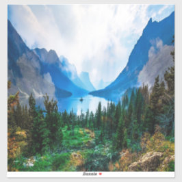 国素朴山の自然シーン写真 シール