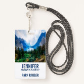 国素朴山の自然シーン写真 バッジ (裏面ランヤード)