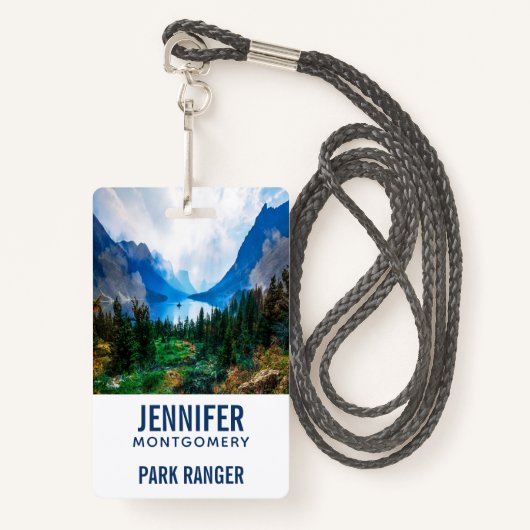 国素朴山の自然シーン写真 バッジ (正面ランヤード)