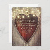 国素朴日付と彫り込みハートライトを保存 案内ポストカード (正面/裏面)