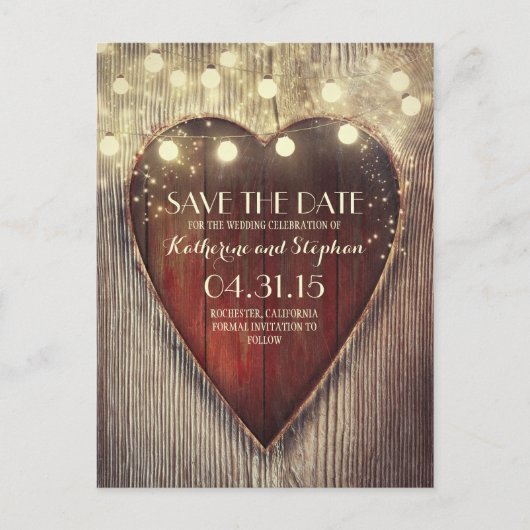 国素朴日付と彫り込みハートライトを保存 案内ポストカード (正面)