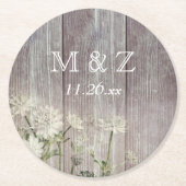 国素朴暗黒木材結婚の ラウンドペーパーコースター (正面)