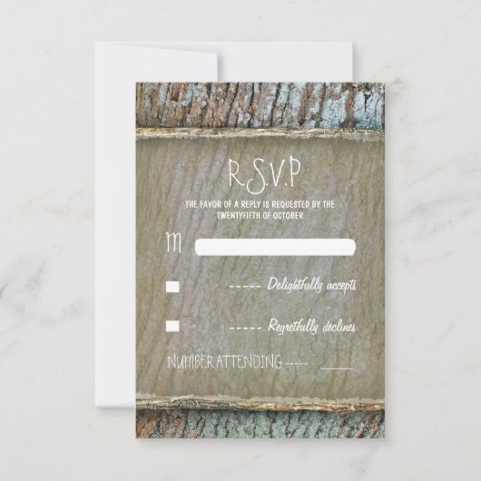 国素朴木の木の結婚式RSVPカード 出欠カード (正面)