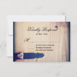 国素朴木ラッチ結婚式RSVP返信カード 出欠カード