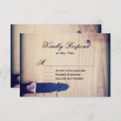 国素朴木ラッチ結婚式RSVP返信カード 出欠カード (正面/裏面)