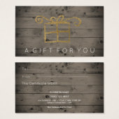 国素朴木材金ゴールドギフトカード証明書 (正面&裏面)