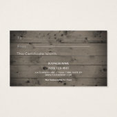 国素朴木材金ゴールドギフトカード証明書 (裏面)