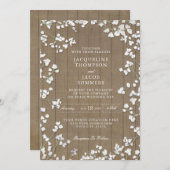 国素朴木造ベビーズブレスフラワーリース 招待状 (正面/裏面)