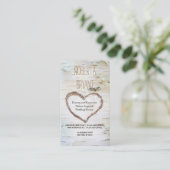 国素朴樺の木ツリーハート彫刻 名刺 (スタンド正面)