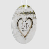 国素朴樺の木ツリーハート結婚のイニシャル オーナメント (正面)