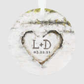 国素朴樺の木ツリーハート結婚のイニシャル オーナメント (裏面)